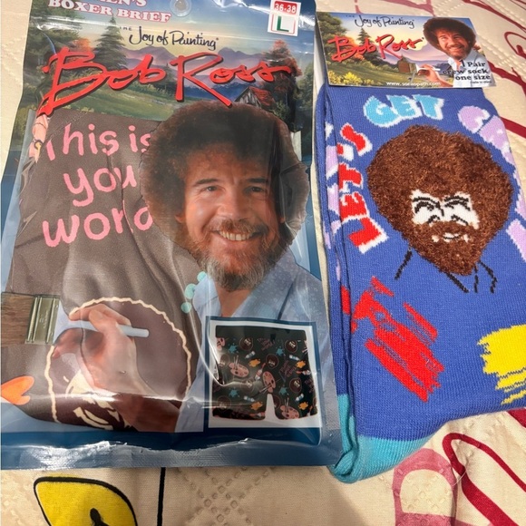 Bob Ross Other - Bob Ross Joy of Painting Boxer Briefs and Socks - Brown and Blue